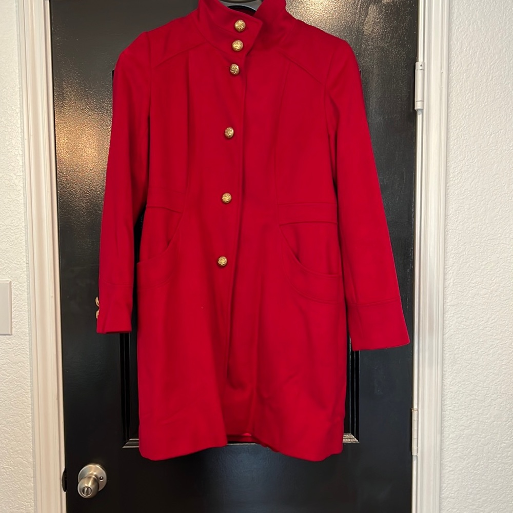 Kristen Blake red peacoat